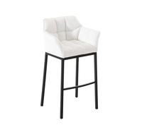 Taburete de bar damaso cuero sintético con base de cuatro patas simil cuero blanco 48x64x110 cm