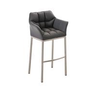 Taburete de bar damaso cuero sintético con base de cuatro patas simil cuero gris 48x64x110 cm