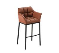 Taburete de bar damaso cuero sintético con base de cuatro patas simil cuero marrón claro 48x64x110 cm