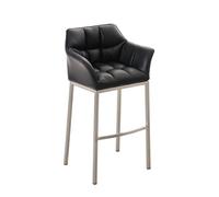 Taburete de bar damaso cuero sintético con base de cuatro patas simil cuero negro 48x64x110 cm