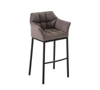 Taburete de bar damaso tela con base de cuatro patas gris 48x64x110 cm