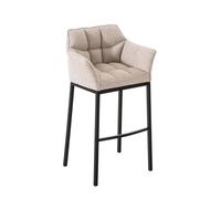 Taburete de bar damaso tela con base de cuatro patas marfil 48x64x110 cm