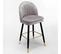 Taburete de Bar de 66 cm de Altura con Respaldo y tapizado en Terciopelo, soporta hasta 150 kg, sillas de Bar Estilo rústico para Cocina, taburetes para Isla (Gris