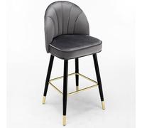 Taburete de Bar de 66 cm de Altura con Respaldo y tapizado en Terciopelo, soporta hasta 150 kg, taburetes de Bar para Isla de Cocina Estilo rústico (Gris Oscuro)