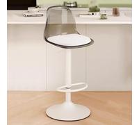 Taburete de bar de acrílico transparente, giratorio de 360°, altura ajustable, con asa, anillo de goma antideslizante, color gris, perfecto para cocina y bar en casa (38,5 cm, 62-82 cm)