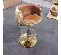 Taburete de bar de aviación para muebles de aviador, colección clásico, hecho de latón con base de metal dorado y reposapiés clásico (asiento OG café bronceado)