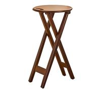 Taburete de Bar de Bambú Plegable Sin Respaldo, Taburete de Desayuno Portátil con Asa y Reposapiés, Silla Plegable Resistente para Cocina, Picnic, Jardín(60 cm/24 Inch)