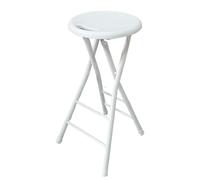 Taburete de bar de cocina de altura moderna 24/28 inch Tall Folding Tall Bar Stool with Handle, Round Compact Foldable Kitchen High Chair with Steel Frame Legs(White,70cm/28inch)