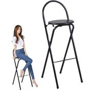 Taburete de bar de cocina de altura moderna Folding Breakfast Bar Stool, Kitchen Tall Chair, Collapsible Counter Height Stool with Backrest and Footrest, Folding Tall Bar Stool(26in/65cm)