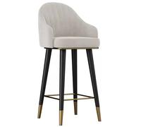 Taburete de bar de cocina de altura moderna Kitchen Island Chair, 360° Swivel Breakfast Bar Stool, Velvet Seat BarStools with Back and Footrest, Lightweight Upholstered High Stools(Beige,65cm/(25.6"))