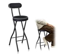 Taburete de bar de cocina de altura moderna Portable Folding Stool Tall Bar Stools, Kithchen Barstool, Black Round Collapsible Padded Folding High Back Stool, Kitchen Breakfast High Chair(1pc,60cm/24i