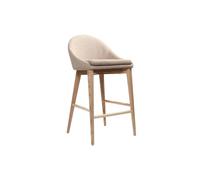 Taburete de bar de diseño en tejido beige y madera clara H66.5 cm DALIA
