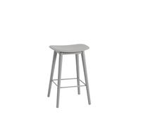 Taburete de Bar de Fibra con Base de Madera Gris/ Gris Al . 66 cm