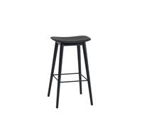 Taburete de Bar de Fibra con Base de Madera Negro/ Negro Al. 76 cm