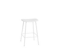 Taburete de Bar de Fibra con Base de Tubo Blanco/ Blanco Al . 66 cm