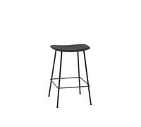 Taburete de Bar de Fibra con Base de Tubo Negro/ Negro Al . 66 cm