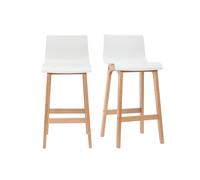 Taburete de bar diseño madera y blanco 75cm lote de 2 NEW SURF