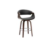 Taburete de bar diseño negro y madera oscura 65 cm ARAMIS