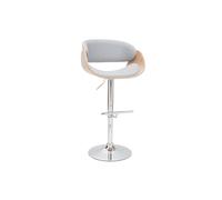Taburete de bar diseño tejido gris claro y madera clara BENT