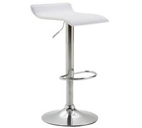 Taburete De Bar Dyn En Cuero Sintético I Taburete Alto Regulable En Altura & Giratorio I Silla Alta De Bar con Base De Metal I Color:, Color:Blanco, Color del Marco:Cromado