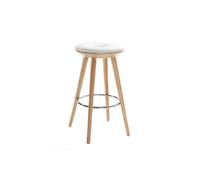 Taburete de bar escandinavo 65cm PU blanco patas madera clara NORDECO