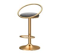 Taburete de Bar Giratorio 360°, Taburete de mostrador, Altura de Bar, Juego de 4 taburetes Ajustables con Respaldo Hueco, taburetes Modernos tapizados para Isla de Cocina, Color Negro (1 Uni