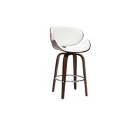 Taburete de bar giratorio blanco y madera oscura 65 cm WALNUT