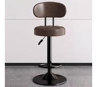 Taburete de bar giratorio con respaldo y reposapiés, silla de isla de cocina tapizada de altura ajustable, taburete alto negro para comedor y zona de bar