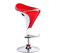 Taburete de bar giratorio de altura ajustable con respaldo y reposapiés, silla de comedor sin brazos, taburete de plástico para barra de desayuno, taburete de plástico en color rojo.