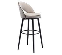 Taburete de bar giratorio de cuero Ch negro con respaldo hueco, altura de mostrador, reposapiés redondo, ideal para pub, cocina, isla, desayuno, moderno, t