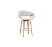 Taburete de bar giratorio de tejido efecto terciopelo texturizado beige y madera clara H69 cm BENT