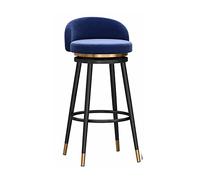 Taburete de bar giratorio de terciopelo de 1/2 - Silla de altura de mostrador con marco de metal de respaldo bajo para cocina, comedor y patio - Cómodo taburete tapizado