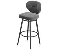 Taburete de bar giratorio de terciopelo moderno, silla alta con marco negro, diseño elegante para isla de cocina, comedor, bar en casa, 65 cm de altura, juego de 1, color negro