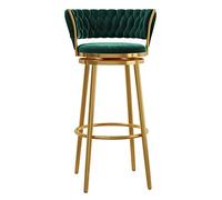 Taburete De Bar Giratorio, Taburete De Bar De Terciopelo con Respaldo Alto, Reposapiés Y Patas De Metal Dorado, Silla De Comedor para Desayuno para Cocina, Comedor, Salón(Tamaño:Altura del Asiento