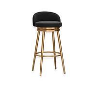 Taburete de bar giratorio tapizado de terciopelo de 1/2 altura de mostrador, silla de respaldo bajo con marco de metal para cocina, isla de comedor y patio, taburete de bar negro