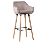 CLP Taburete de Barra Grant tapizado con Respaldo, Silla de Barra con Funda de Terciopelo, Estructura de Madera soporta hasta 150 kg, Color:Gris Claro