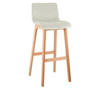 CLP Taburete de Bar con Respaldo Hover, Taburete de Bar de Madera Natura tapizado con Funda de Terciopelo, 77cm de Altura de Asiento, Color:Crema