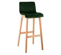 CLP Taburete de Bar con Respaldo Hover, Taburete de Bar de Madera Natura tapizado con Funda de Terciopelo, 77cm de Altura de Asiento, Color:Verde Claro