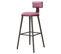 Taburete de bar industrial con respaldo, silla de cocina alta moderna, patas de metal negro, asiento de piel sintética, perfecto para sala de estar, fiesta, pub y comedor.