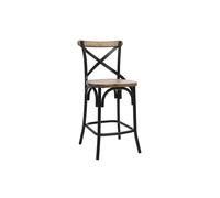 Taburete de bar industrial en madera y metal negro 65 cm JAKE