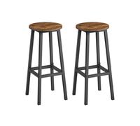 VASAGLE Taburete de Bar, Juego de 2, Sillas de Bar, Sillas de Cocina con Estructura de Metal, Fácil Montaje, con Reposapiés, para Cocina, Salón, Comedor, Marrón Rústico y Negro LBC132K01