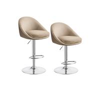 VASAGLE Taburete de Bar, Juego de 2, Taburete de Barra, Regulable en Altura, Giratorio 360°, Silla de Cocina, con Respaldo, Base, Reposapiés, Acero, para Mostrador, Comedor, Marrón Camello LJB110K01