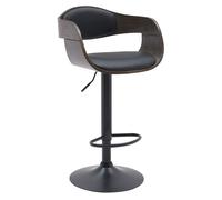 CLP Taburete de Bar con Respaldo Kingston, Taburete de Bar tapizado en Polipiel o Tela, Taburete de mostrador Regulable en Altura, Color:Negro/Gris, Material:Cuero Sintetico