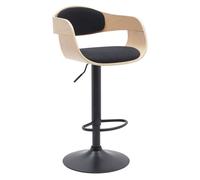 CLP Taburete de Bar con Respaldo Kingston, Taburete de Bar tapizado en Polipiel o Tela, Taburete de mostrador Regulable en Altura, Color:Natural/Negro, Material:Tela