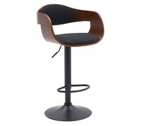 CLP Taburete de Bar con Respaldo Kingston, Taburete de Bar tapizado en Polipiel o Tela, Taburete de mostrador Regulable en Altura, Color:Nuez/Negro, Material:Tela