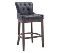 CLP Taburete de Bar Lakewood en Cuero Original I Taburete Alto Respaldo y Reposapiés I Taburete de Cocina Acolchado I Color:, Color:Negro