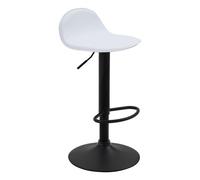 CLP Taburete De Bar Lana V2 En Simil Cuero con Respaldo & Reposapiés I Silla Alta Moderna & Regulable En Altura I, Color:Blanco, Color del Marco:Negro
