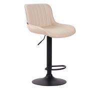 CLP Taburete Alto De Bar Lentini En Polipiel I Silla De Cocina Giratoria con Reposapiés, Respaldo & Base Metálica, Color:Crema, Color del Marco:Negro