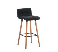 CLP Taburete Lincoln en Tela I Taburete Alto con Base de Madera I Silla de Bar con Respaldo & Reposapiés I Color:, Color:Negro