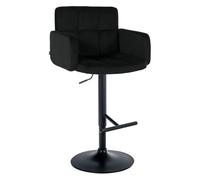 CLP Taburete de Bar los Angeles en Terciopelo I Silla de mostrador Ajustable en Altura con reposabrazos, Color:Negro, Color del Marco:Negro
